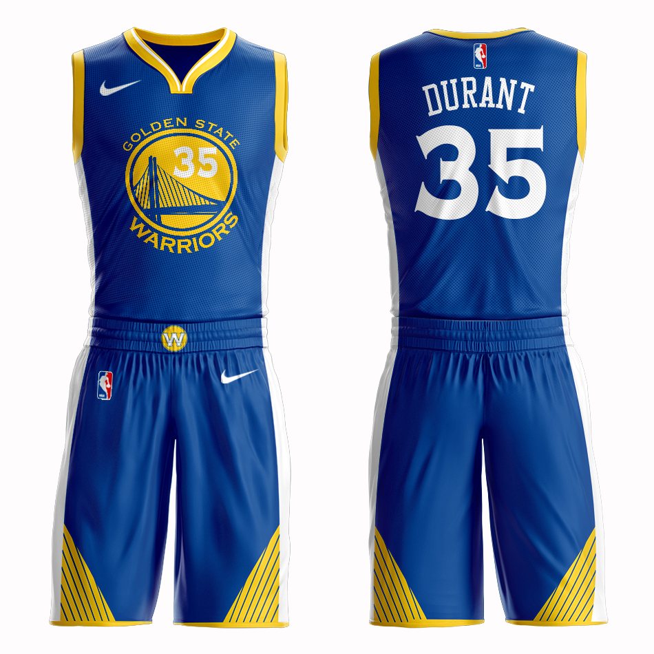 Men 2019 NBA Nike Golden State Warriors #35 Durant blue Customized jersey